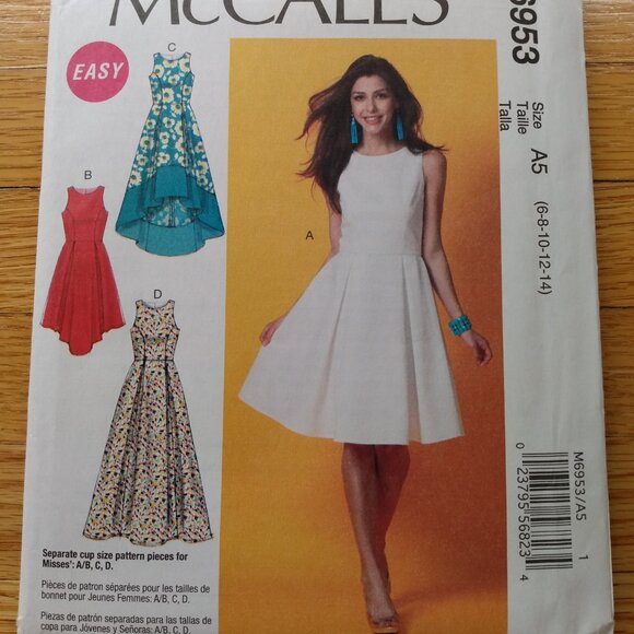 Dress Sewing Pattern Size 6-14 McCall's 6953 Sleeveless UNCUT - Picture 10 of 10
